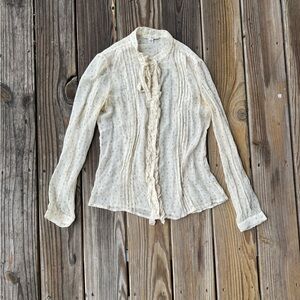 banana republic cream polka dot blouse